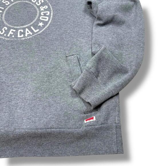 Levi’s Gray Hoodie Levi Strauss & Co Graphic Logo Pullover Size L Casual Retro - Picture 3 of 6